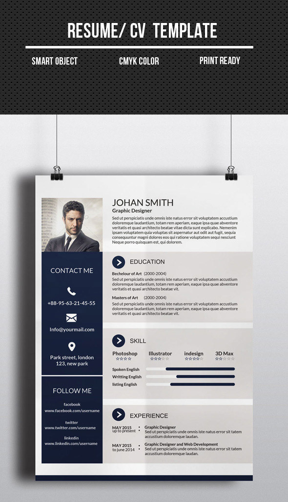 Corporate One Page CV/Resume Template