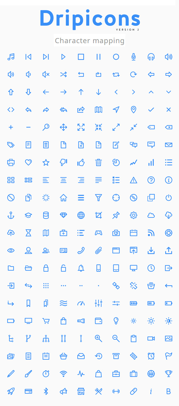A completely free vector line-icon font 