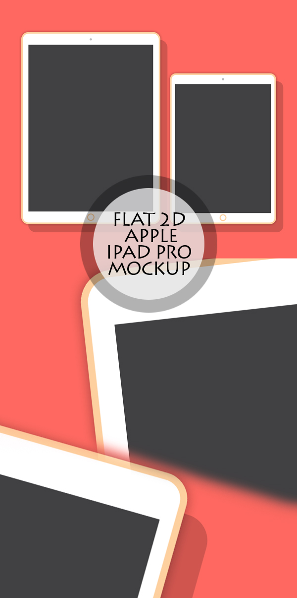 Free Flat 2D Apple 12.9 and 9.7 Inch iPad Pro Mockup