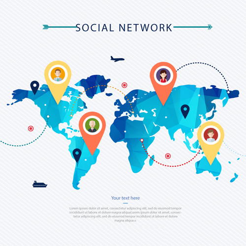 Free Social Network Map Vector