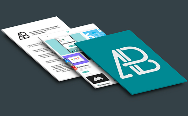 Free Isometric Perspective Letter Paper Mockup