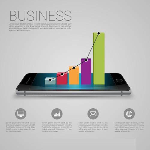 Free Business Graph with Smartphone Vector