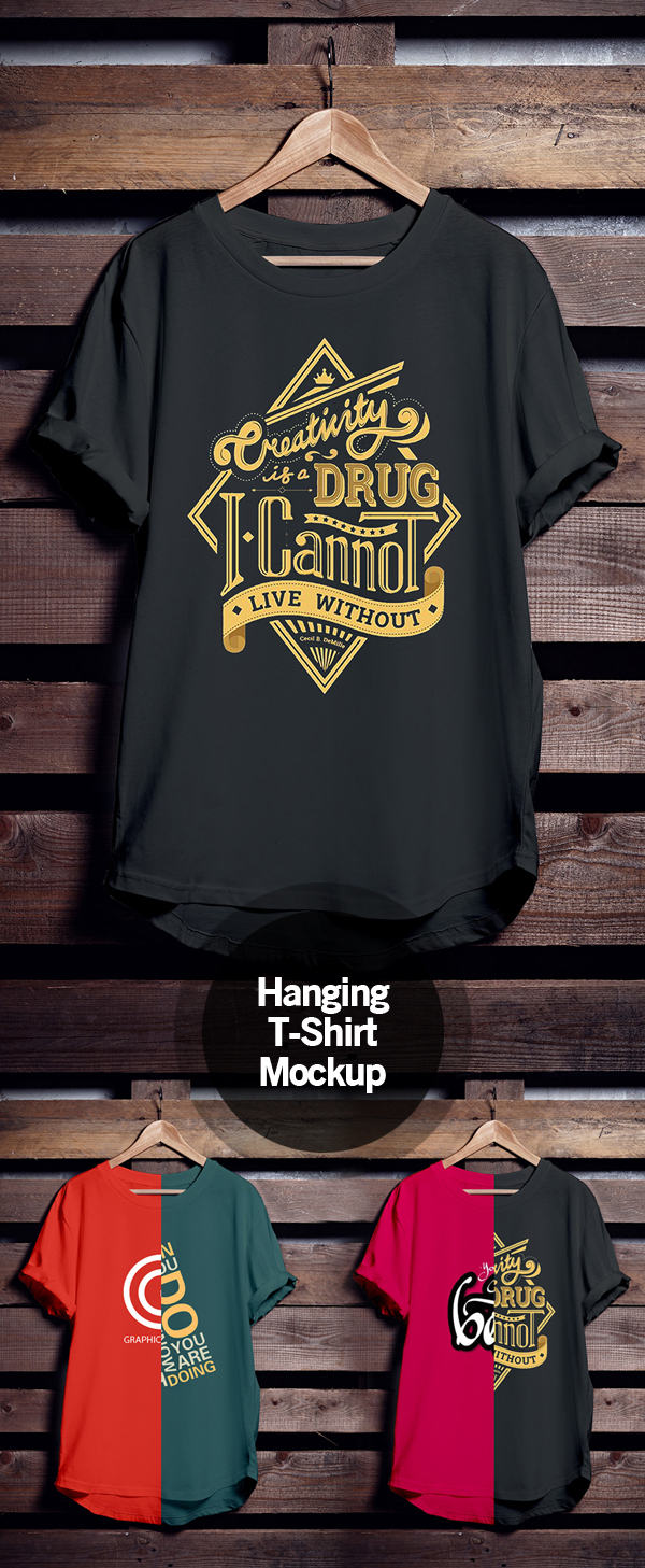 Free Hanging T-Shirt Mockup