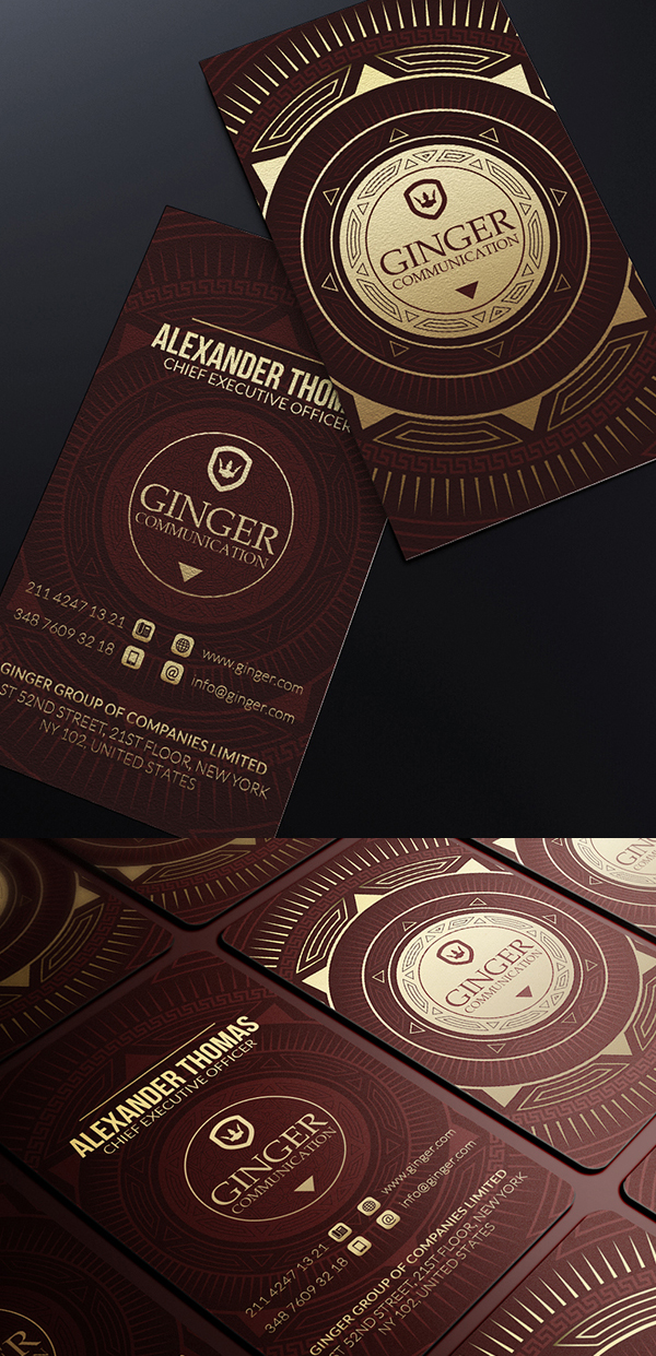 Gold And Red Business Card