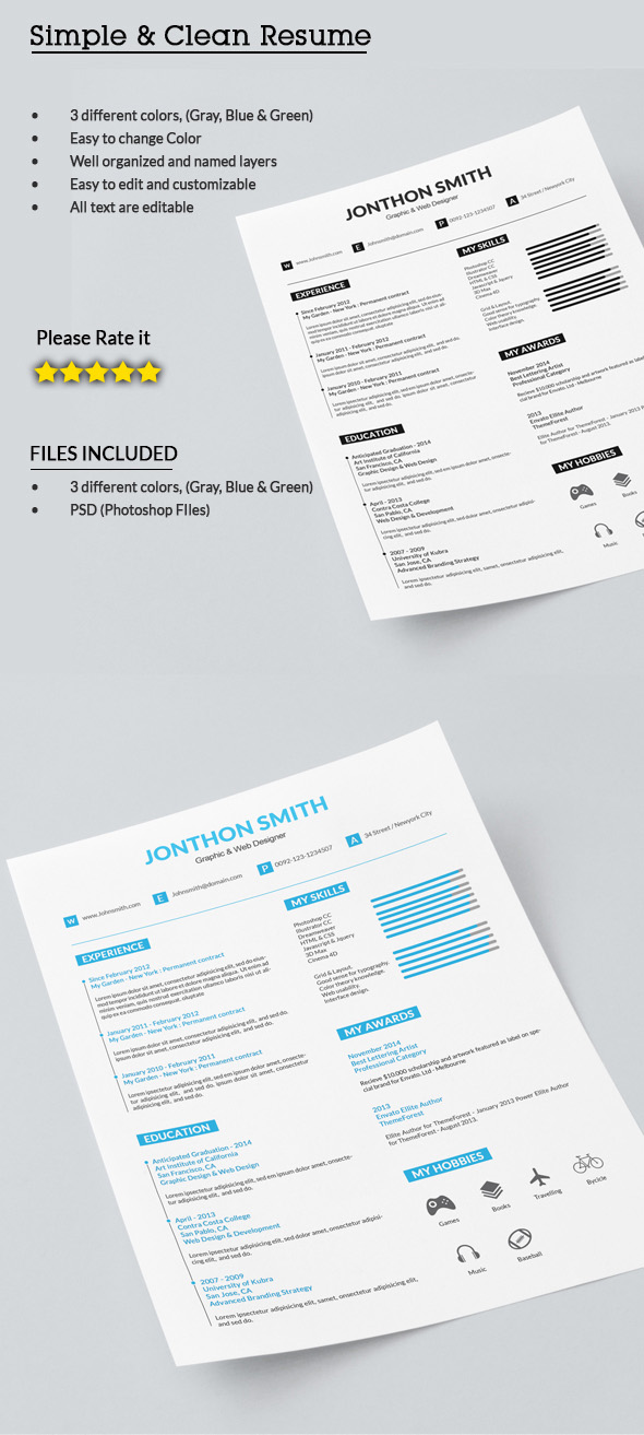 Simple Clearn, Resume Template