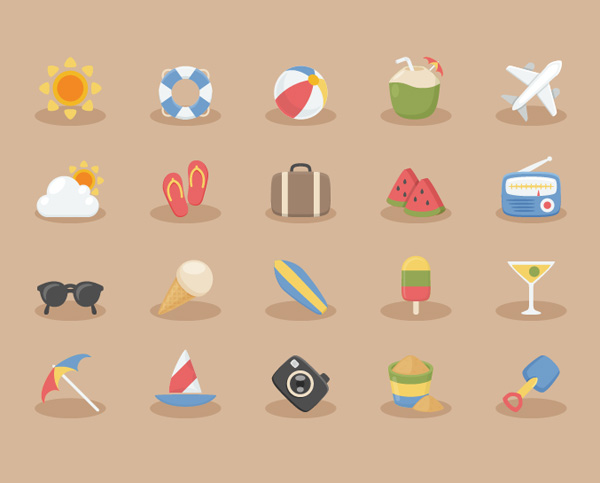 Free Vacation Time Vector Icons (20 Icons)