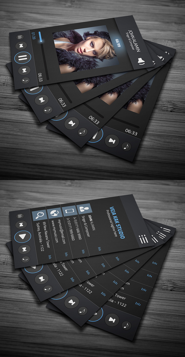 Music Player Style Business Card Template Freebie