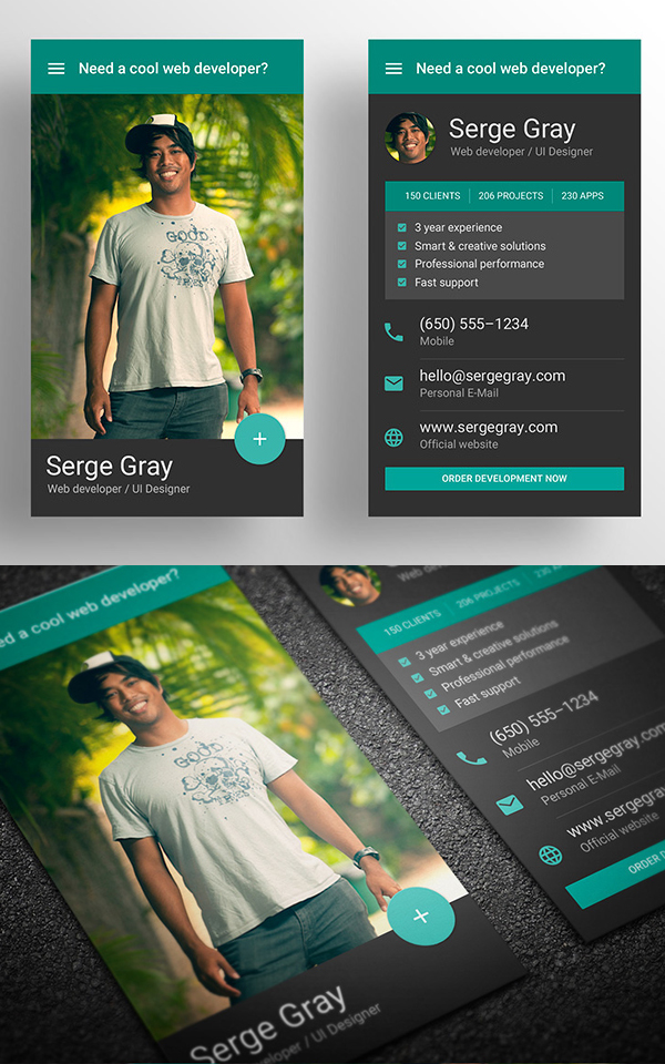 Material Design Business Card Template