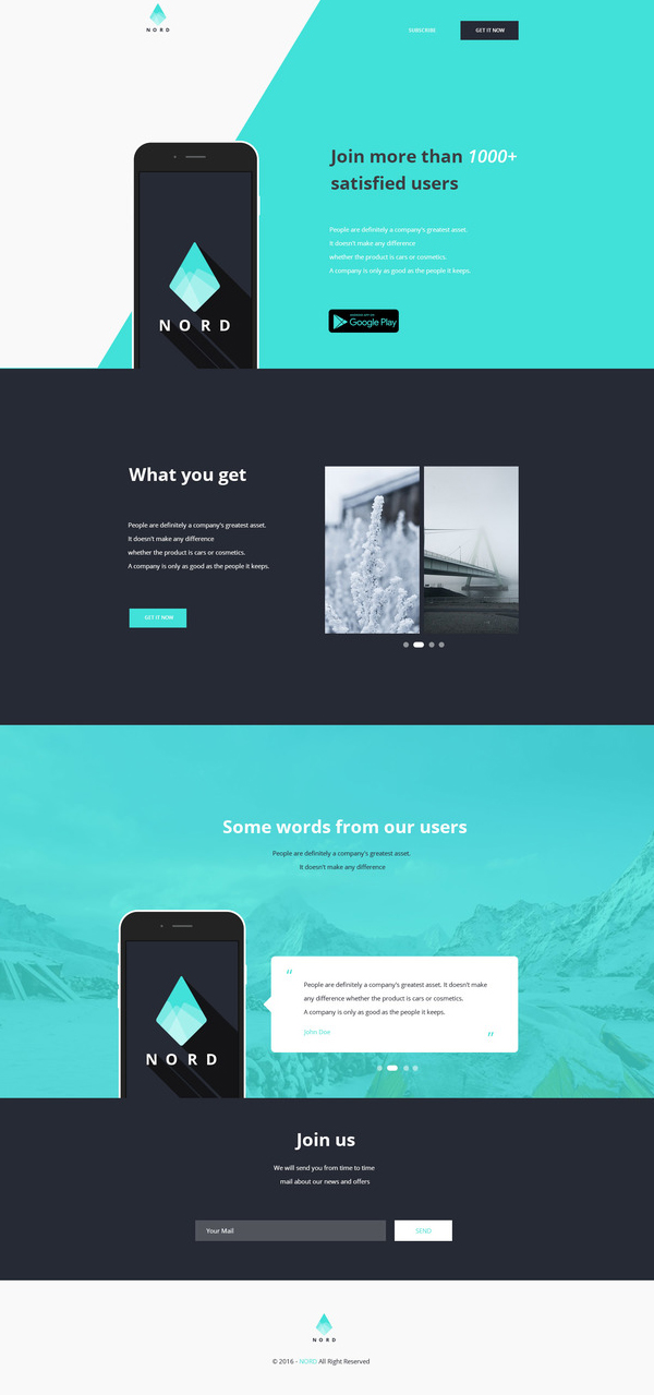 Nord - Simple App Landing One Page Website Template
