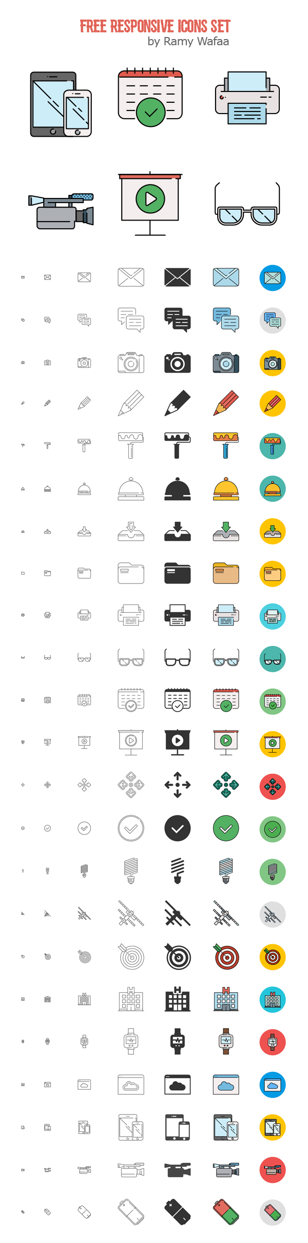 Free Responsive Material Icons Set  (192 Icons)