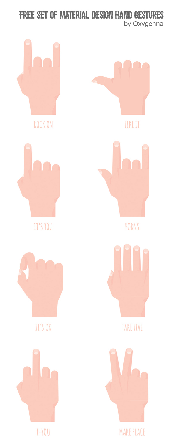 Free Set of Material Design Hand Gestures (8 Icons