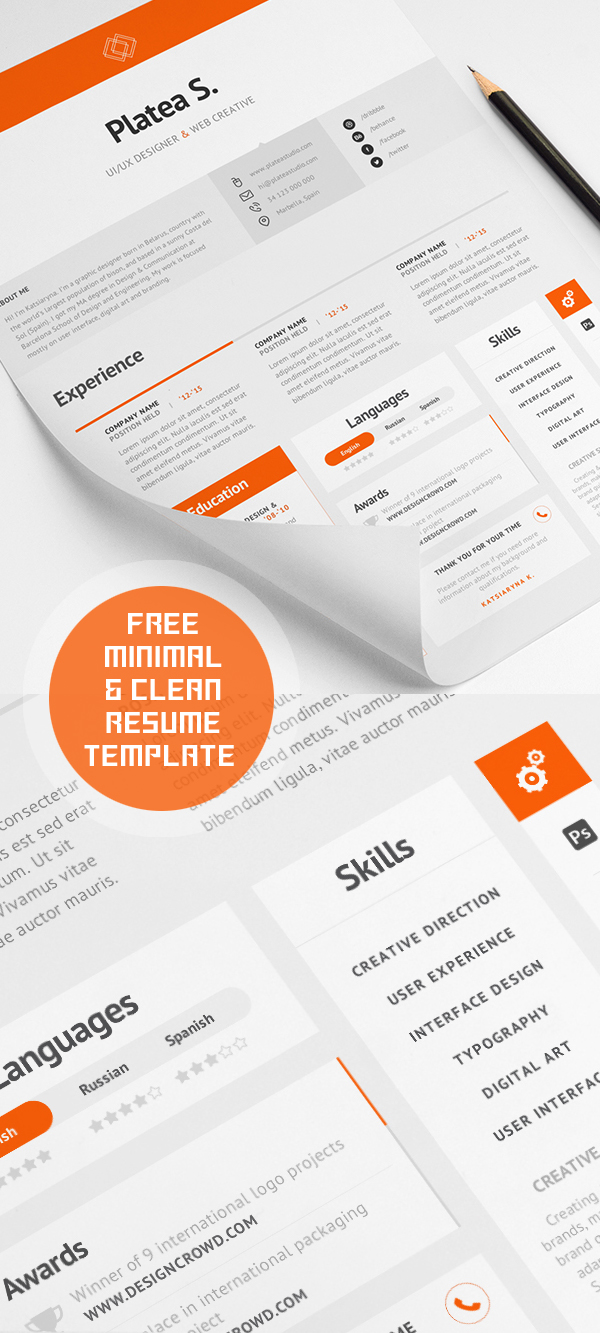 Free Minimal and Clean Resume Template