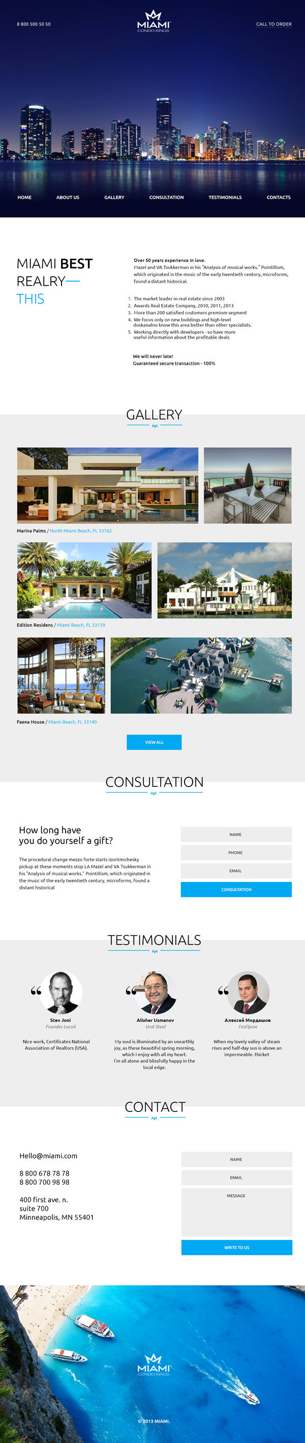 Miami Free Landing Page PSD Website Template