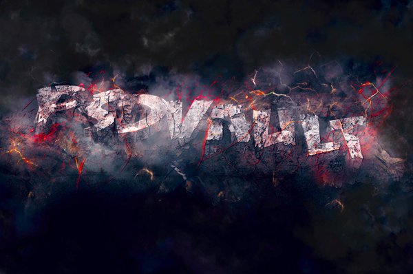 How To Create Rock 3D Text Effect With Flying Fire Sparks In Photoshop