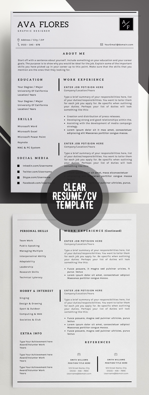 Clear Professional Resume Template