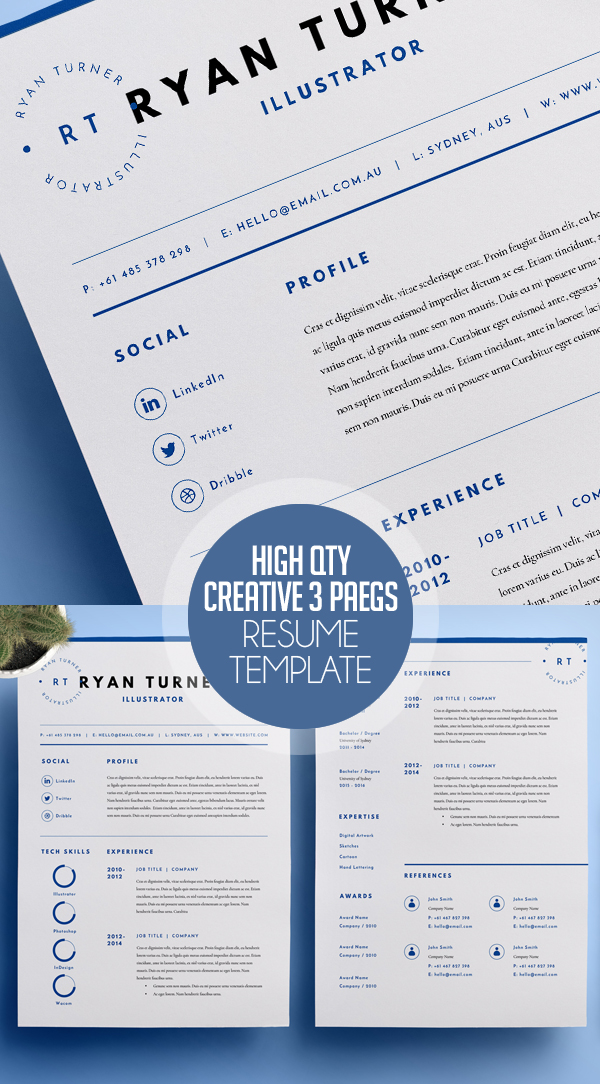 High Quality Creative Resume Template (3 Pages)