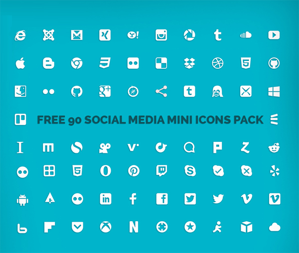 Free Social Media Mini Icons Pack PSD