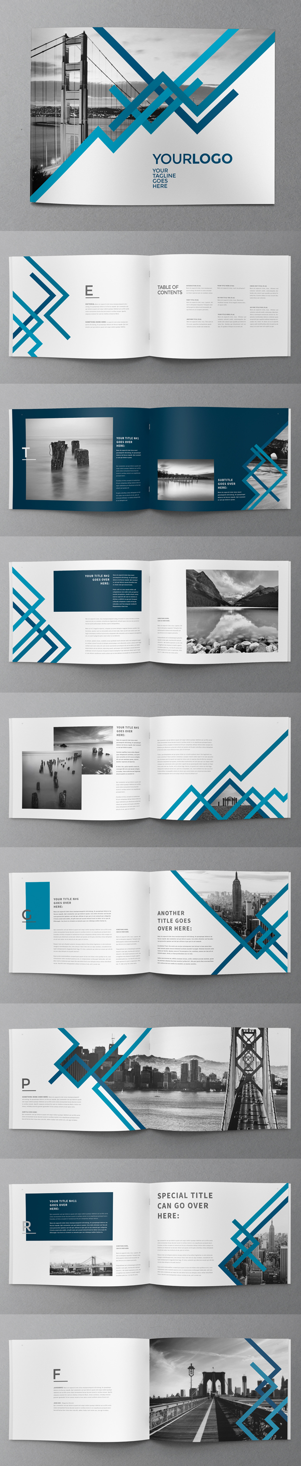 24 Pages Blue Stripes Brochure Template