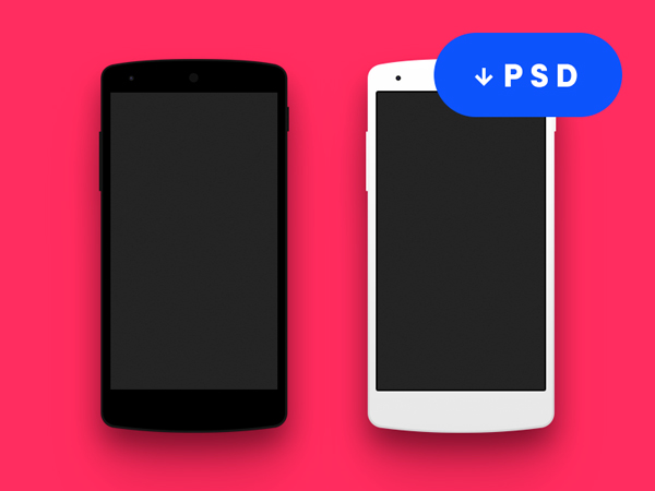 Free Flat Android Nexus Phone PSD Mockup