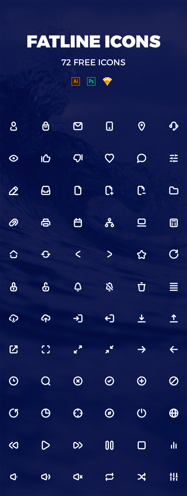 Pixel Perfect Fatline Free Icons (72 Icons)