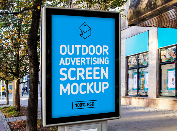 Free Outdoor Advertising Screen Mock-Up