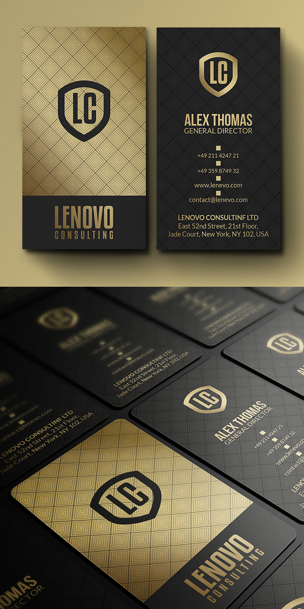 Premium Gold And Black Business Card