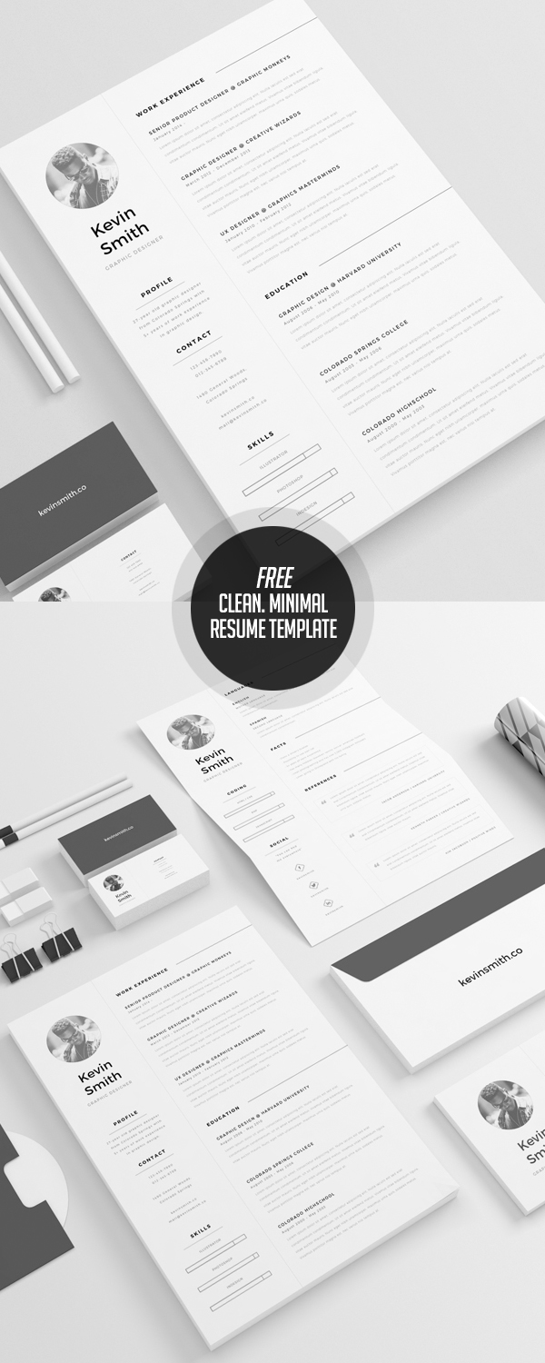 Free Minimalistic CV/Resume Templates with Cover Letter Template - 1