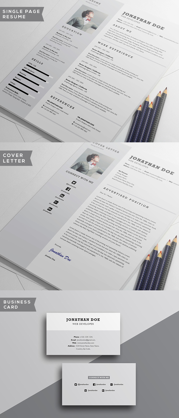 Free Minimalistic CV/Resume Templates with Cover Letter Template - 11