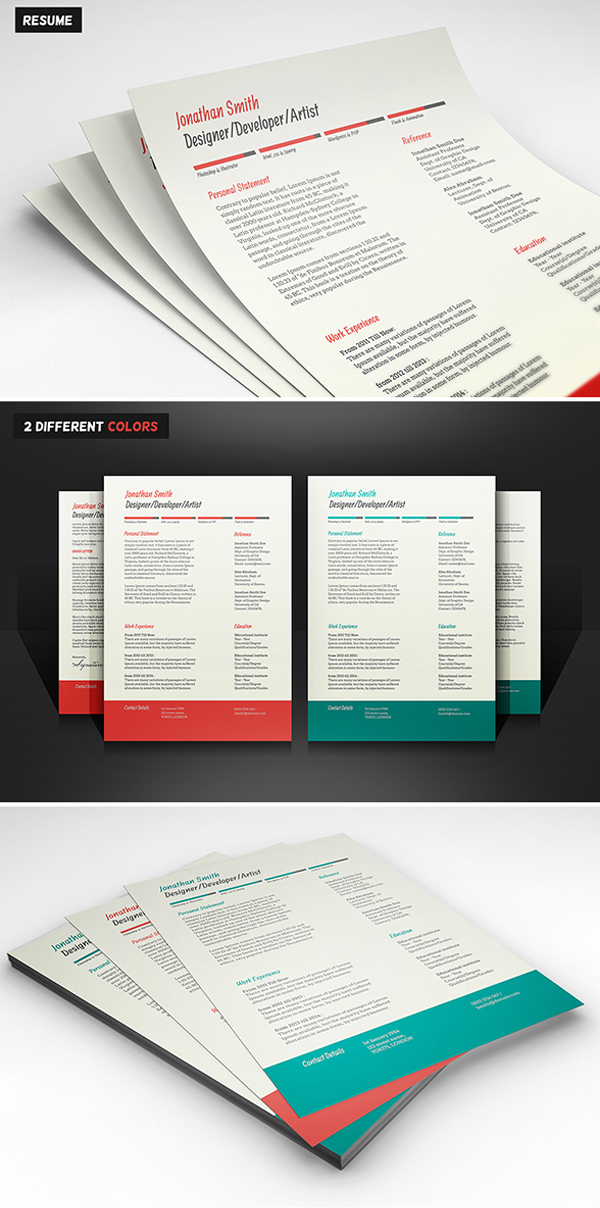 Free Minimalistic CV/Resume Templates with Cover Letter Template - 14