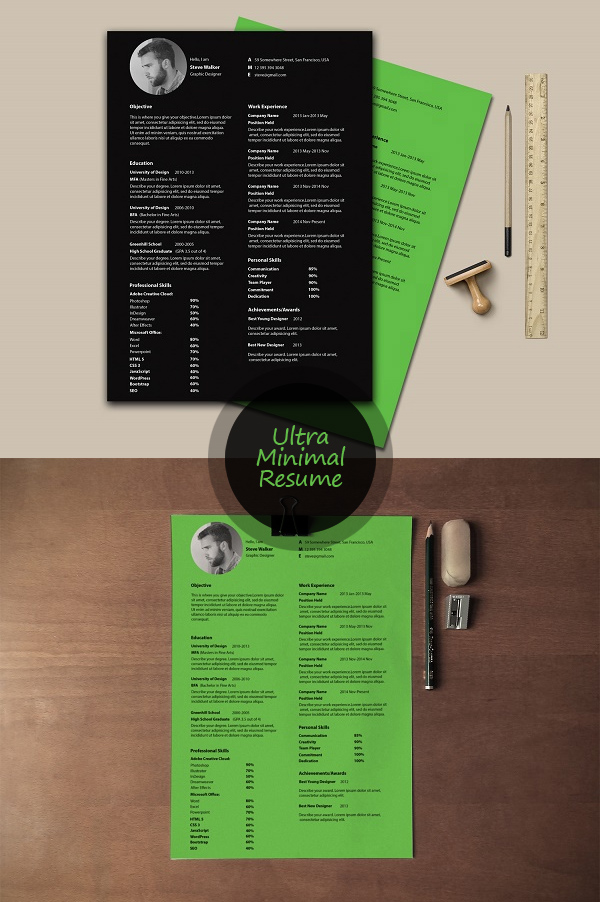 Free Minimalistic CV/Resume Templates with Cover Letter Template - 18