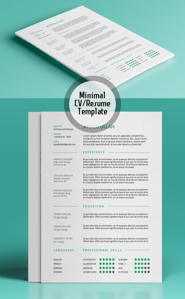 Free Minimalistic CV/Resume Templates with Cover Letter Template - 19