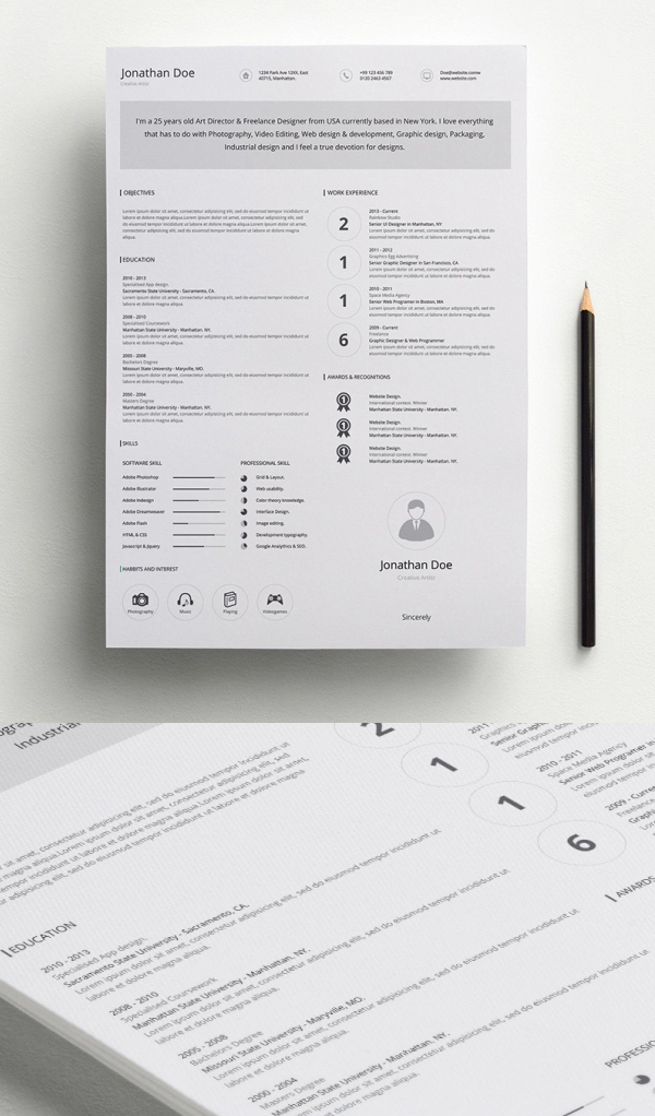 Free Minimalistic CV/Resume Templates with Cover Letter Template - 4