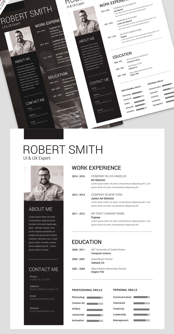 Free Minimalistic CV/Resume Templates with Cover Letter Template - 7