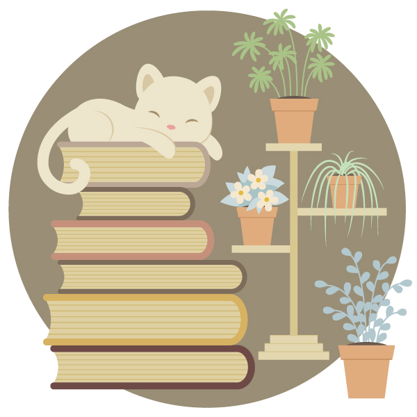 How to Create a Sleeping Cat on a Pile of Books and Indoor Plants in Adobe Illustrator