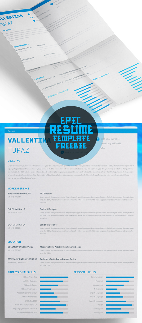 Free Epic Resume Template (PSD)