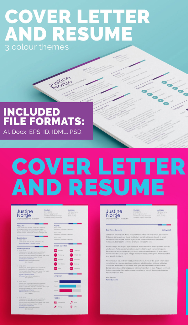 Resume & Cover Letter Template (3 Three Color)