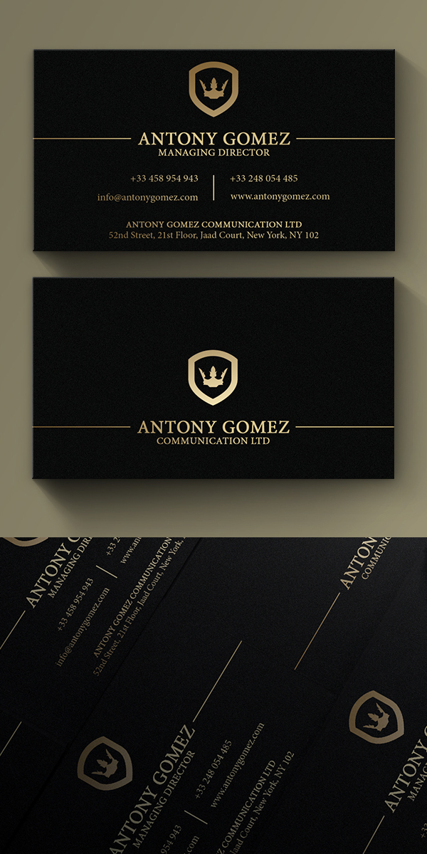 Simple Gold And Black Business Card