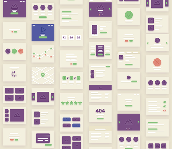 Free UI kit of 38 vector cards for Flowcharts