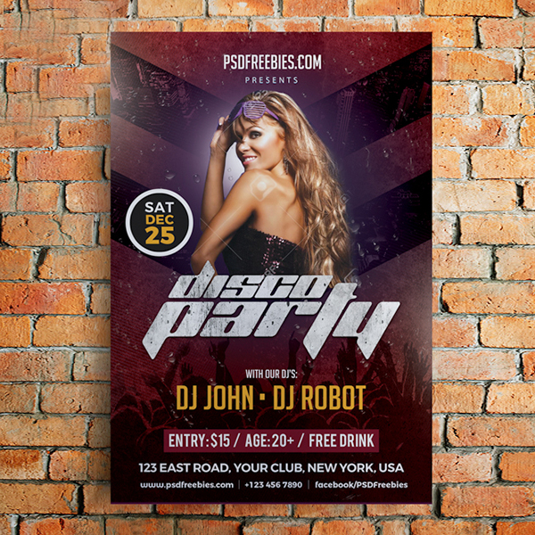 Free Party Poster Flyer Template PSD