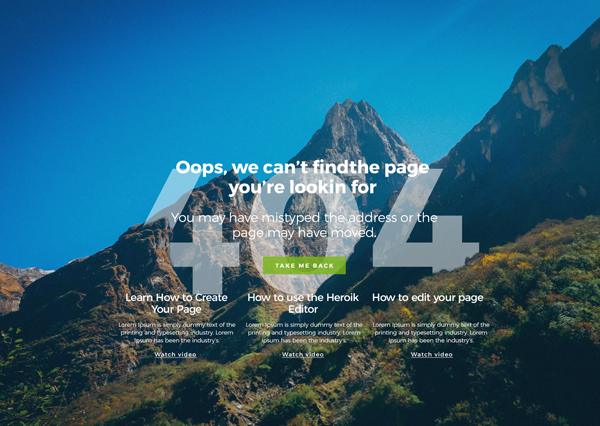 Free 404 Landing Page PSD and HTML