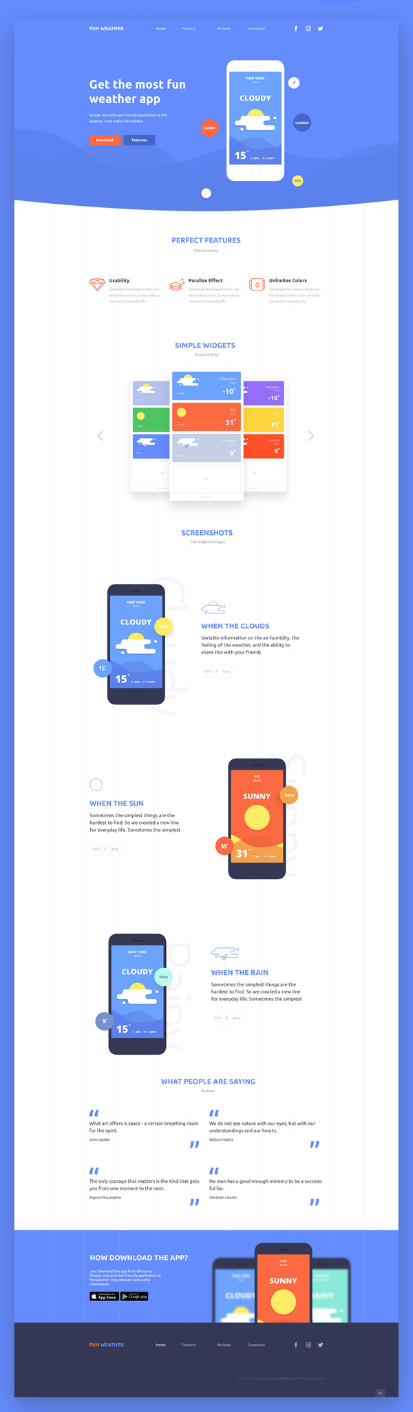 Free PSD Landing Page (Weather App)