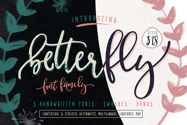 BetterFly - 3 modern fonts & swashes