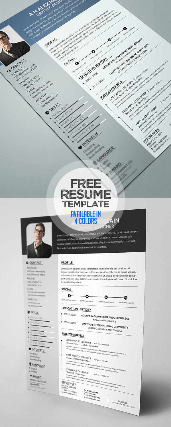 Free Resume Template (Available in 4 colors)