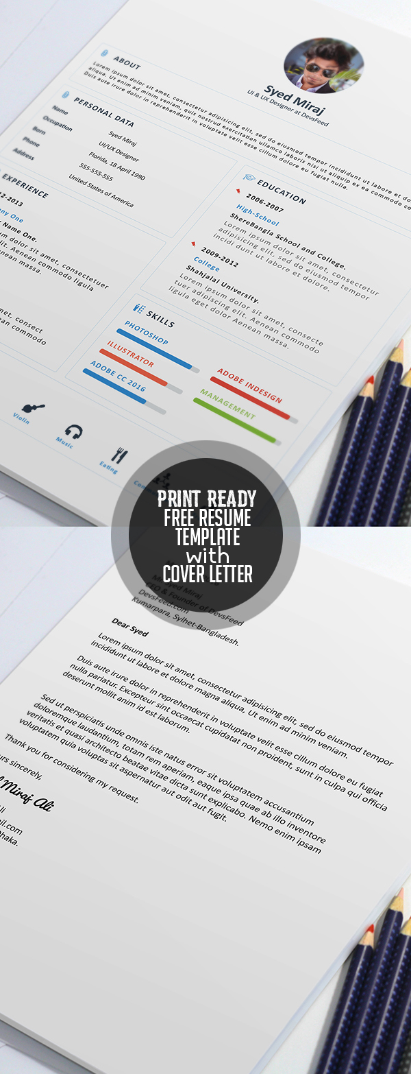 Free Print Ready Resume Template and Cover letter