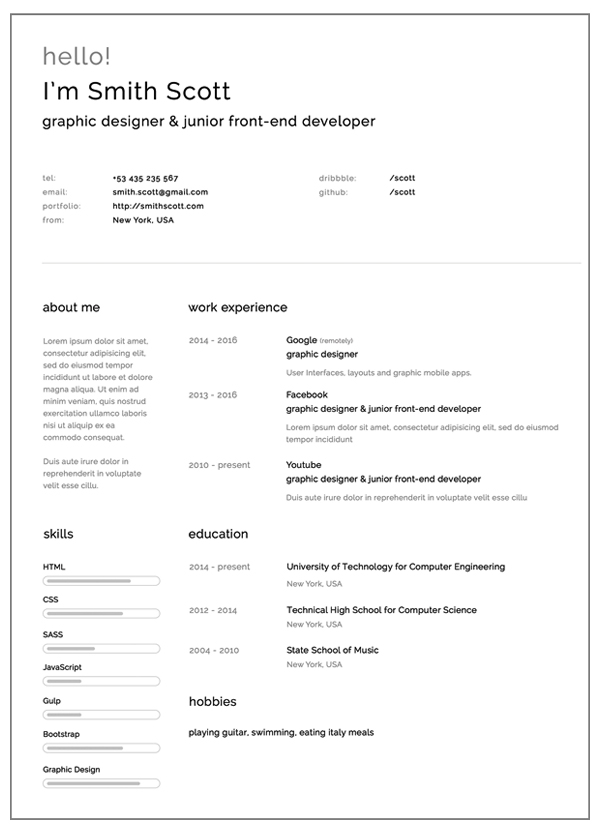 Simple and Clearn Free Resume Template