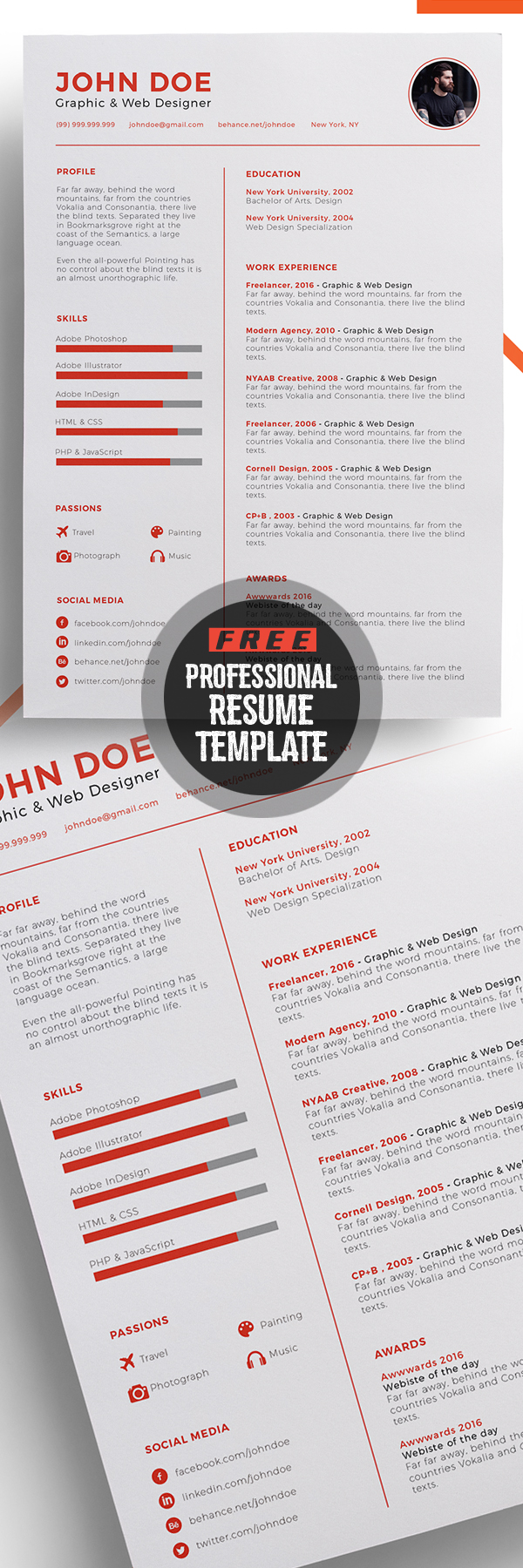 Professional Free Resume Template Design
