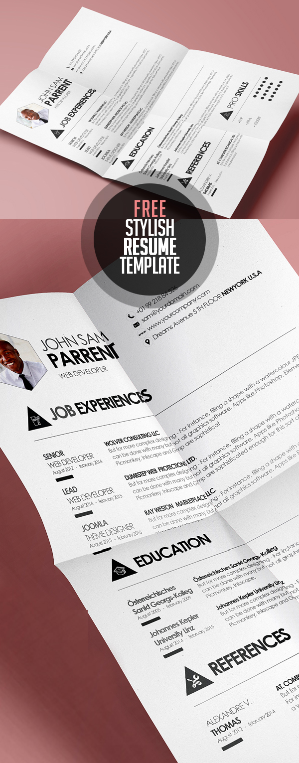 Simple and Stylish Design CV/ Resume Template (PSD & EPS)