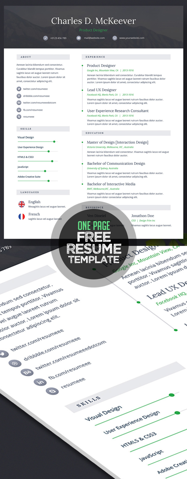 Onepage Free CV/Resume Template