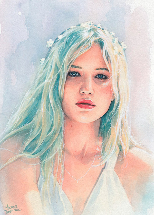 Amazing Watercolor Portrait Illustrations By Hector Trunnec - 18