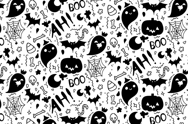 Boo-filled Hand Drawn Halloween Pattern Vector
